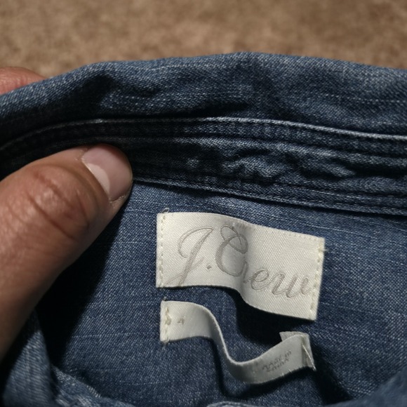 J Crew Jeans Denim Shirt Womens 4 Blue Western Pearl Snap Long Sleeve Chambray - Picture 3 of 8